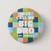 カラフルおもしろい市松模様にブロック赤ちゃんシャワー兄 缶バッジ (正面)