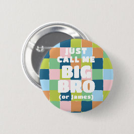 カラフルおもしろい市松模様にブロック赤ちゃんシャワー兄 缶バッジ