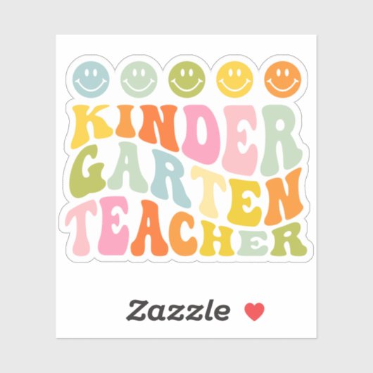 カラフルおもしろい幼稚園先生名前をカスタムする シール (シート)