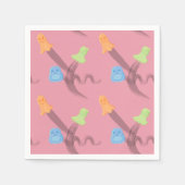 カラフルおもしろい幽霊(ピンク、ハローウィンパーティ) スタンダードカクテルナプキン (正面)