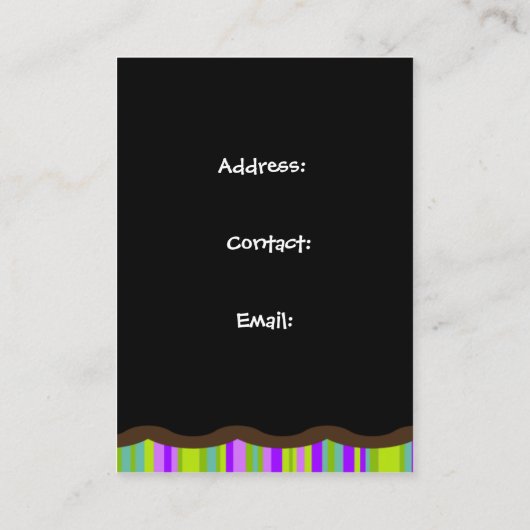 カラフルおもしろい感じカップケーキの名刺 名刺 (裏面)