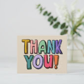 カラフルおもしろい手書感謝はがき ポストカード (スタンド正面)