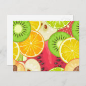 カラフルおもしろい果実模様 ポストカード (正面/裏面)