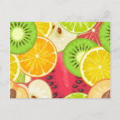 カラフルおもしろい果実模様 ポストカード (正面)