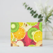 カラフルおもしろい果実模様 ポストカード (スタンド正面)