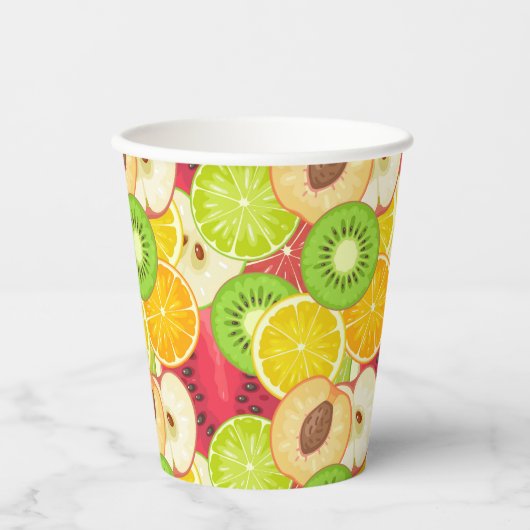 カラフルおもしろい果実模様 紙コップ (正面)