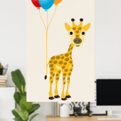 カラフルおもしろい気球のキリン ポスター (ホームオフィス)