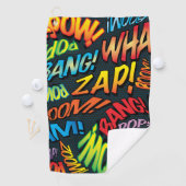 カラフルおもしろい漫画ブックアポップ・アートのートサウンド ゴルフタオル (インサイチュ)