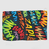 カラフルおもしろい漫画ブックアポップ・アートのートサウンド ゴルフタオル (横)