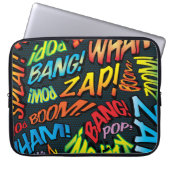 カラフルおもしろい漫画ブックタイポグラフィ ラップトップスリーブ (正面)