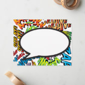 カラフルおもしろい漫画本の音声バブル ノートカード (正面/裏面インサイチュ)