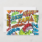 カラフルおもしろい漫画本の音声バブル ノートカード (裏面)