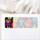 カラフルおもしろい熱狂するモンスターズの生き物のパターン ラベル (インサイチュ)