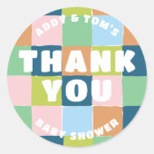 カラフルおもしろい男女兼用ブロック ラウンドシール (正面)