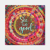 カラフルおもしろい良いトレンディーを見感動的る マグネット (正面)