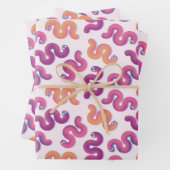 カラフルおもしろい蛇 ラッピングペーパーシート (インサイチュ)