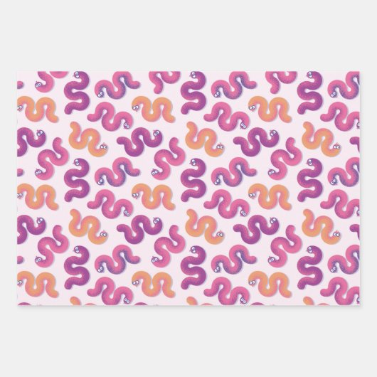 カラフルおもしろい蛇 ラッピングペーパーシート (正面)
