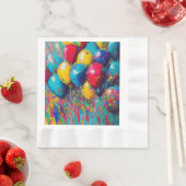 カラフルおもしろい誕生日バルーンケーキ 縁ありランチョンナプキン (インサイチュ)