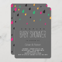 カラフルおもしろい雨滴カップルベビーシャワー招待状