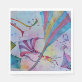 カラフルおもしろい飛んでいる凧パーティー スタンダードランチョンナプキン