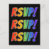 カラフルおもしろい鮮やかレインボー文字「出欠！」 ポストカード (正面)