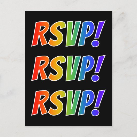 カラフルおもしろい鮮やかレインボー文字「出欠!」 ポストカード (正面)