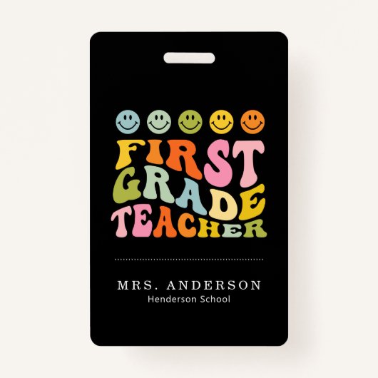 カラフルおもしろい1級先生名前をカスタムする  バッジ (正面)