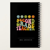 カラフルおもしろい2級先生名前をカスタムする ノートブック (裏面)