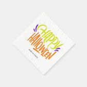 カラフルおもしろい「ハッピーハローウィン」 スタンダードカクテルナプキン (角)