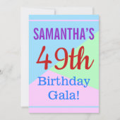 カラフルおもしろい「第49回誕生日ガラ！」 招待状 (正面)