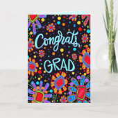 カラフルおもしろい、花おめでとう大学院視力学 カード (正面)