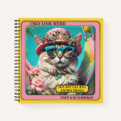カラフルおもしろいHippie Wise ガーリー Cat ノートブック (正面)