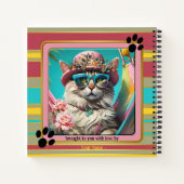 カラフルおもしろいHippie Wise ガーリー Cat ノートブック (裏面)