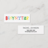 カラフルおよびおもしろいのベビーシッター/乳母の名刺 スキニー名刺 (正面/裏面)