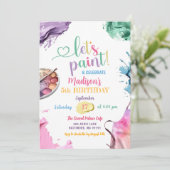 カラフルお子さ絵を描んの誕生日パーティー 招待状 (スタンド正面)