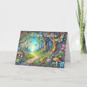 カラフルお洒落アールヌーボーフォレストハッピーイースター シーズンカード (正面)