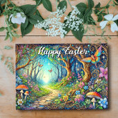 カラフルお洒落アールヌーボーフォレストハッピーイースター シーズンカード