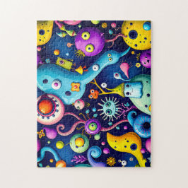 カラフルお洒落エイリアンモンスターパーティーデザイン ジグソーパズル