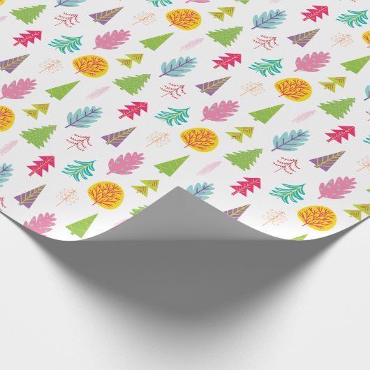 カラフルお洒落クリスマスの木包み紙 ラッピングペーパー (角)