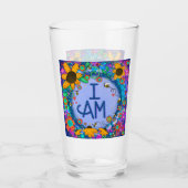 カラフルお洒落デイジーフローラI Am インスパイアs タンブラーグラス (正面)