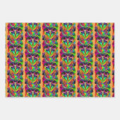 カラフルお洒落フォークアートフール誕生日 ラッピングペーパーシート (正面3)