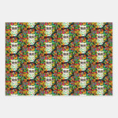 カラフルお洒落フォークアートフール誕生日 ラッピングペーパーシート (正面)