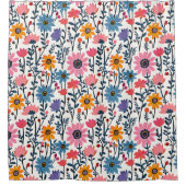 カラフルお洒落フォークフローラ シャワーカーテン (正面)