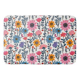 カラフルお洒落フォークフローラ バスマット