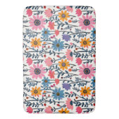 カラフルお洒落フォークフローラ バスマット (正面縦)