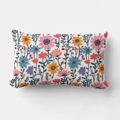 カラフルお洒落フォークフローラ ランバークッション (正面)