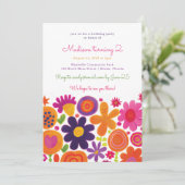 カラフルお洒落フローラガーデンバースデーパーティー 招待状 (スタンド正面)