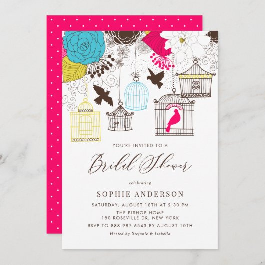 カラフルお洒落ブライダルシャワー 招待状 (正面/裏面)