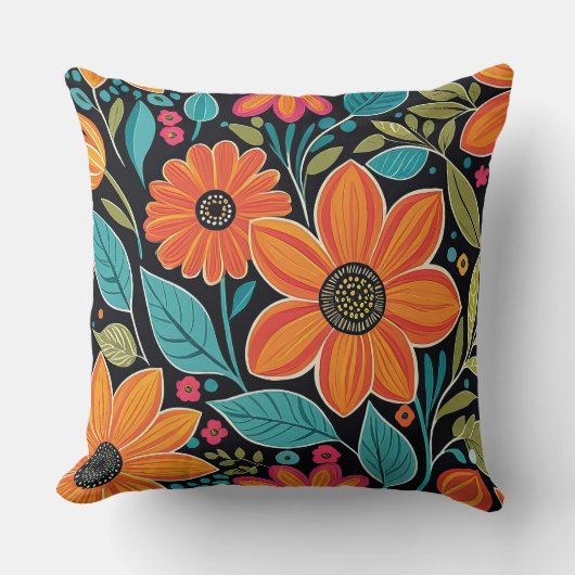 カラフルお洒落ボーフローラ クッション (正面)