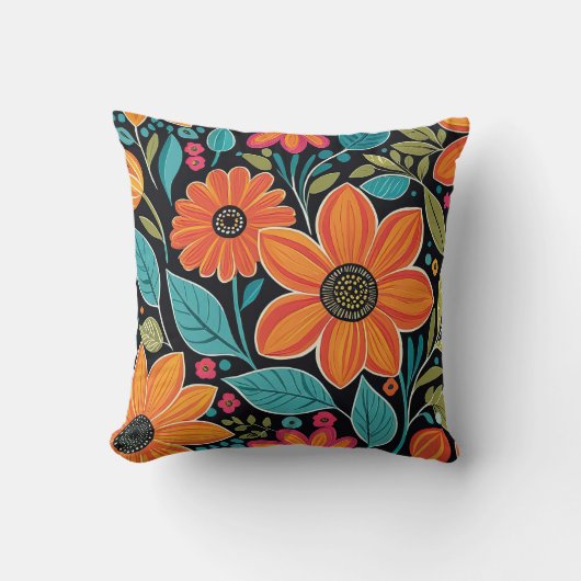 カラフルお洒落ボーフローラ クッション (正面)